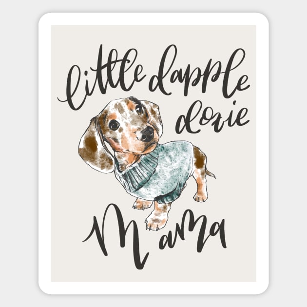 Dapple Doxie Mama, Chocolate in Blue Magnet by stuckyillustration